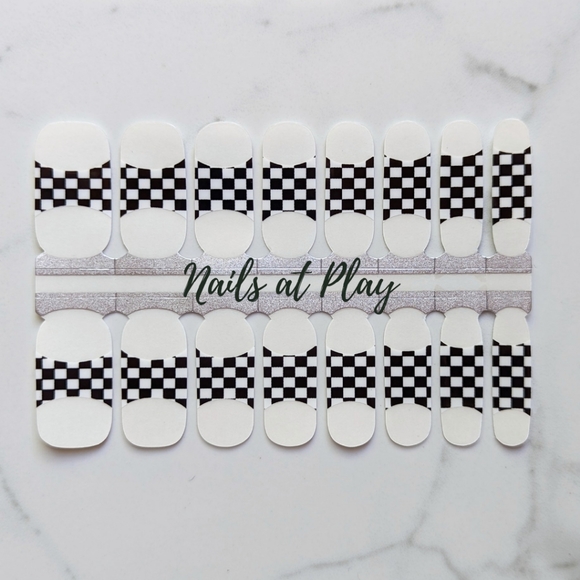 5 for $20 Nail Wraps- Checker Tip (transparent) - Picture 1 of 4